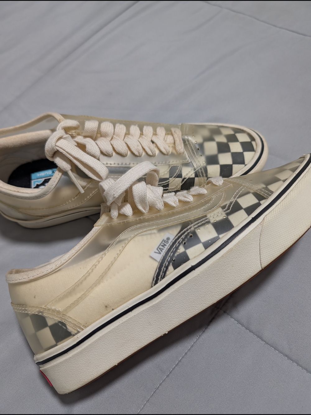 Vans Men's Checkerboard Low-Top Sneakers in Off-White/Black
